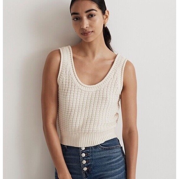 Madewell Sweaters - Madewell Textured-Stitch Sweater Tank Women’s Sz XL Cream